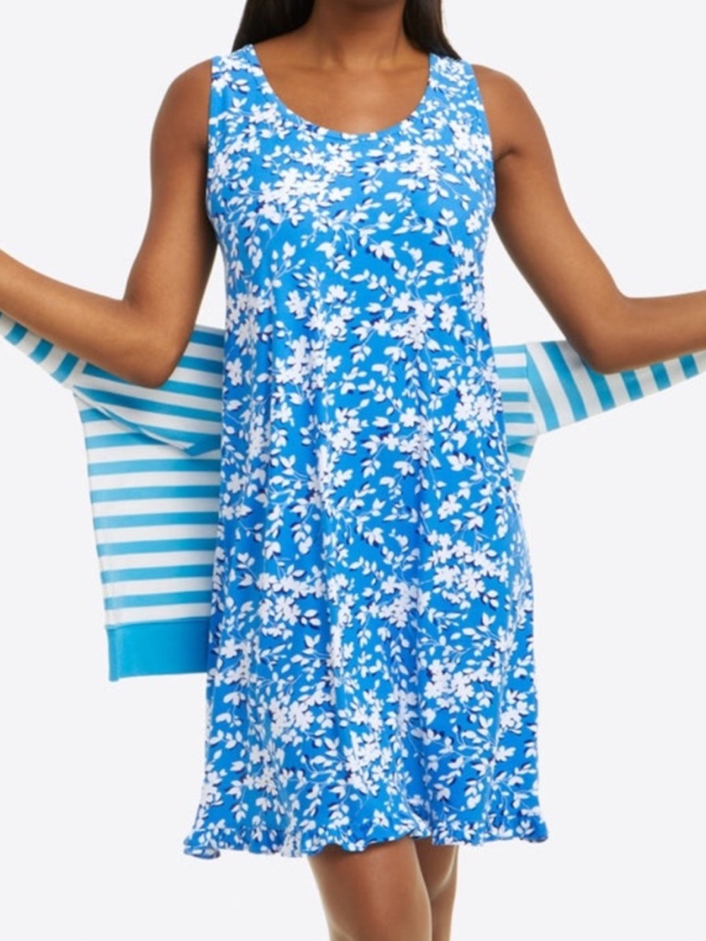 Draper James Blue & White Floral Tank Dress